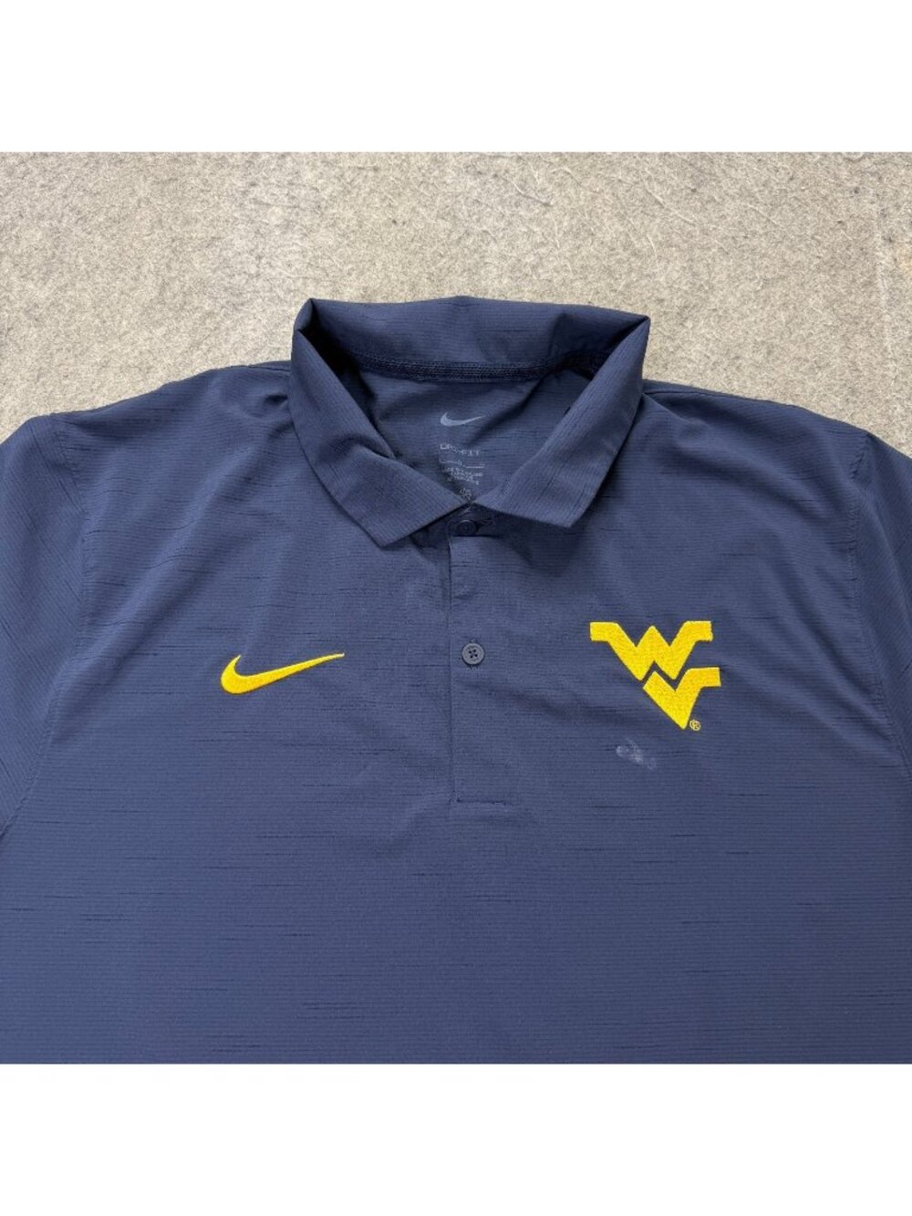 West Virginia Mountaineers Nike Polo Shirt Men L Blue DRI-FIT Performance
